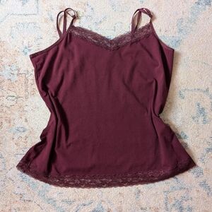Cotton Red maroon lace cami